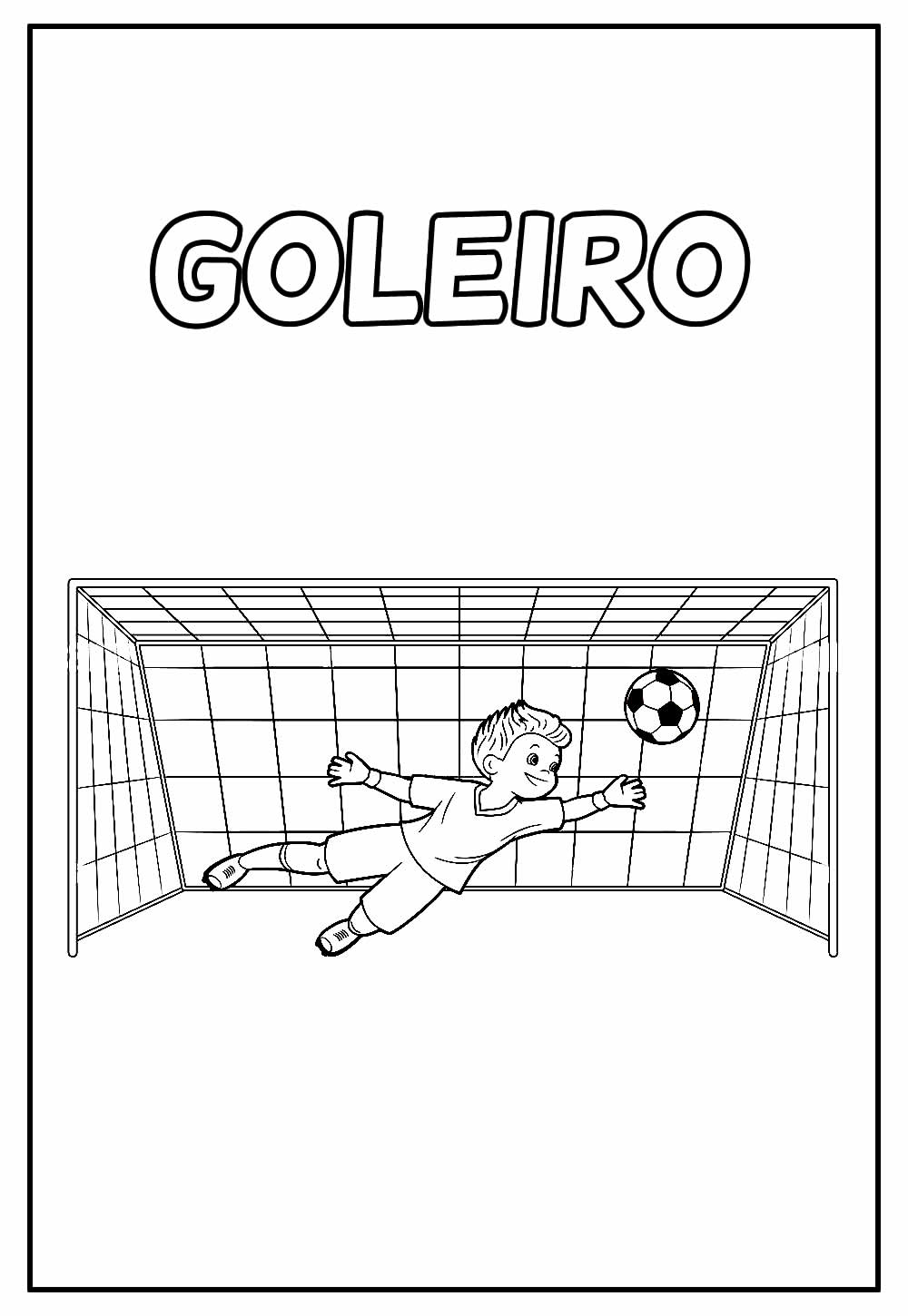 Desenho Educativo de Goleiro para Pintar