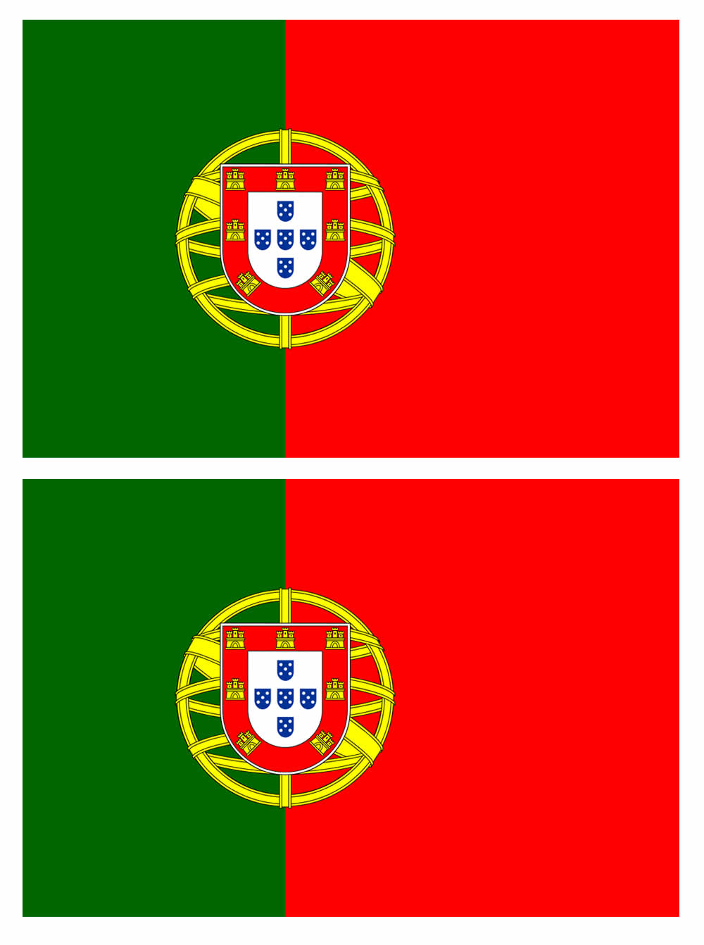 Duas Bandeiras de Portugal para imprimir