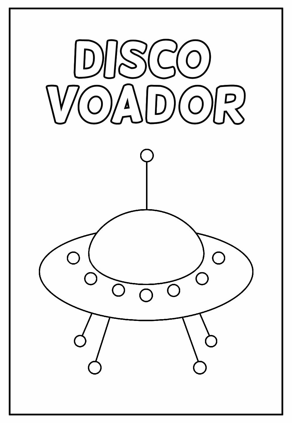 Desenho Educativo de Disco Voador para pintar