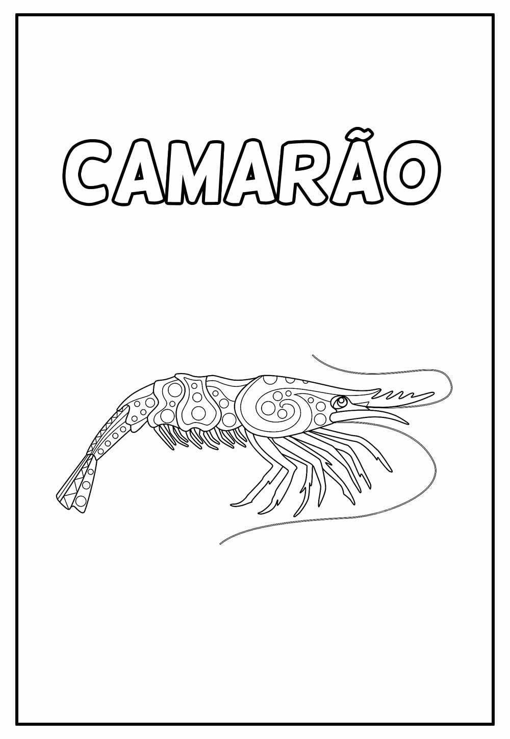 Desenho Educativo de Camarão para colorir