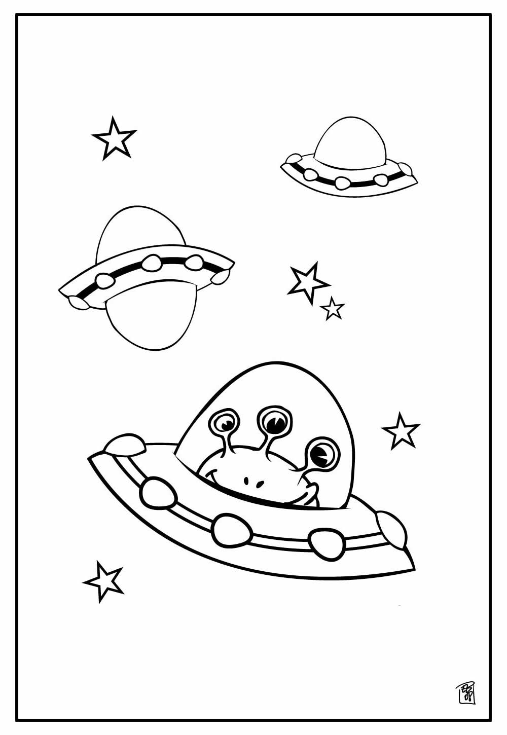 Desenhos animados aliens conjunto para livro de colorir fotomural •  fotomurais galáctico, ficção científica, coloração