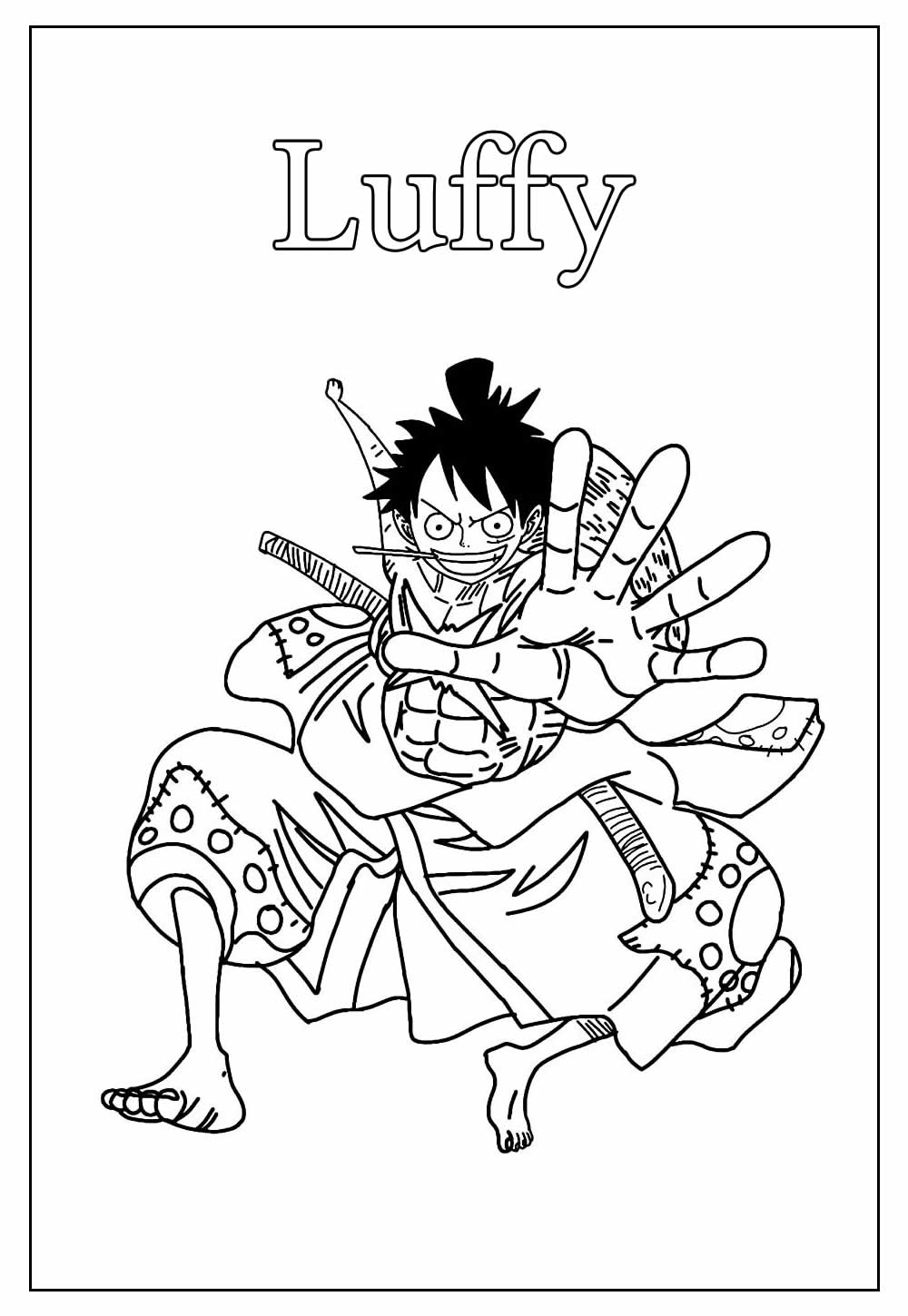 Desenho Educativo do One Piece para colorir - Luffy