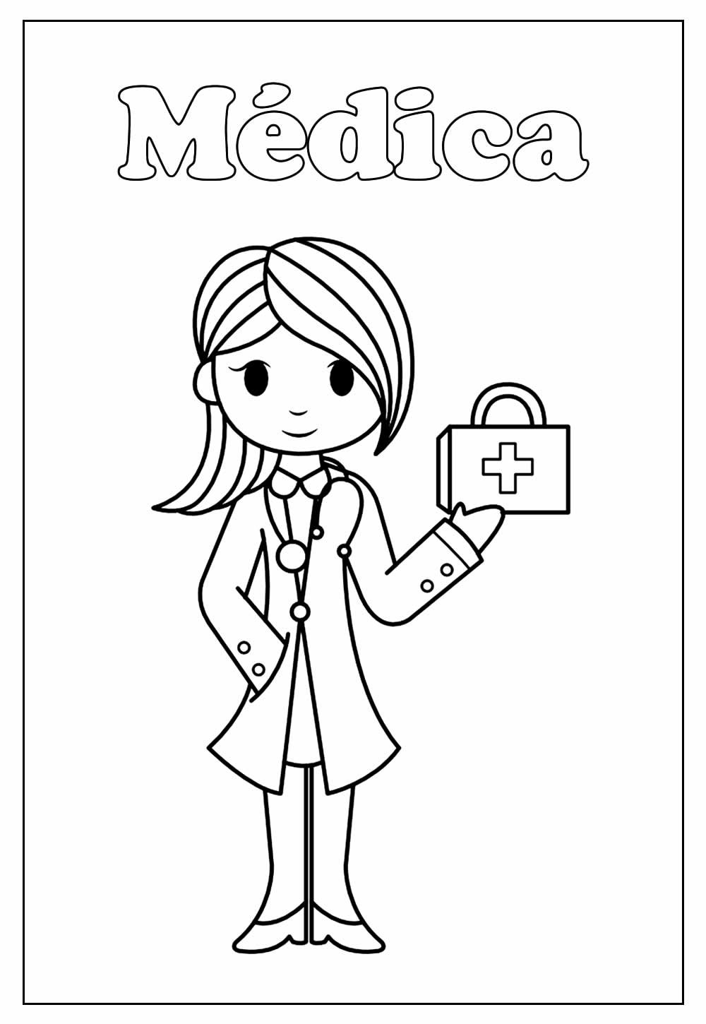 Desenho Educativo de Médica para colorir