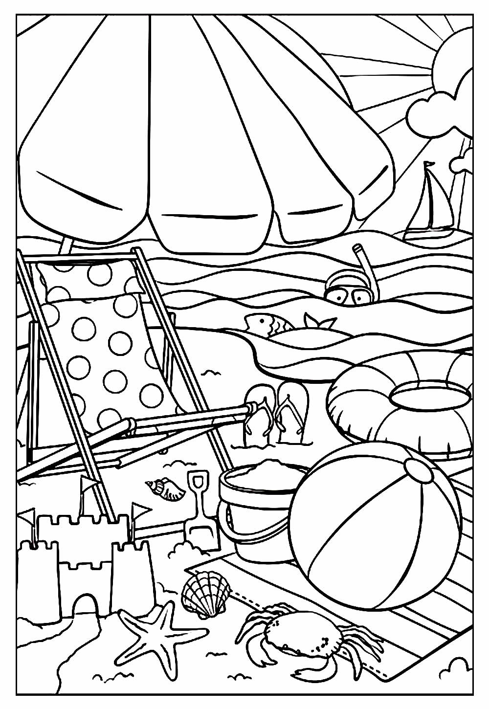 Desenho de Praia para colorir