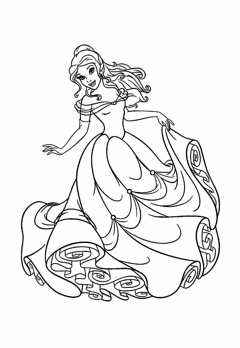 Desenho da Princesa Bela para pintar