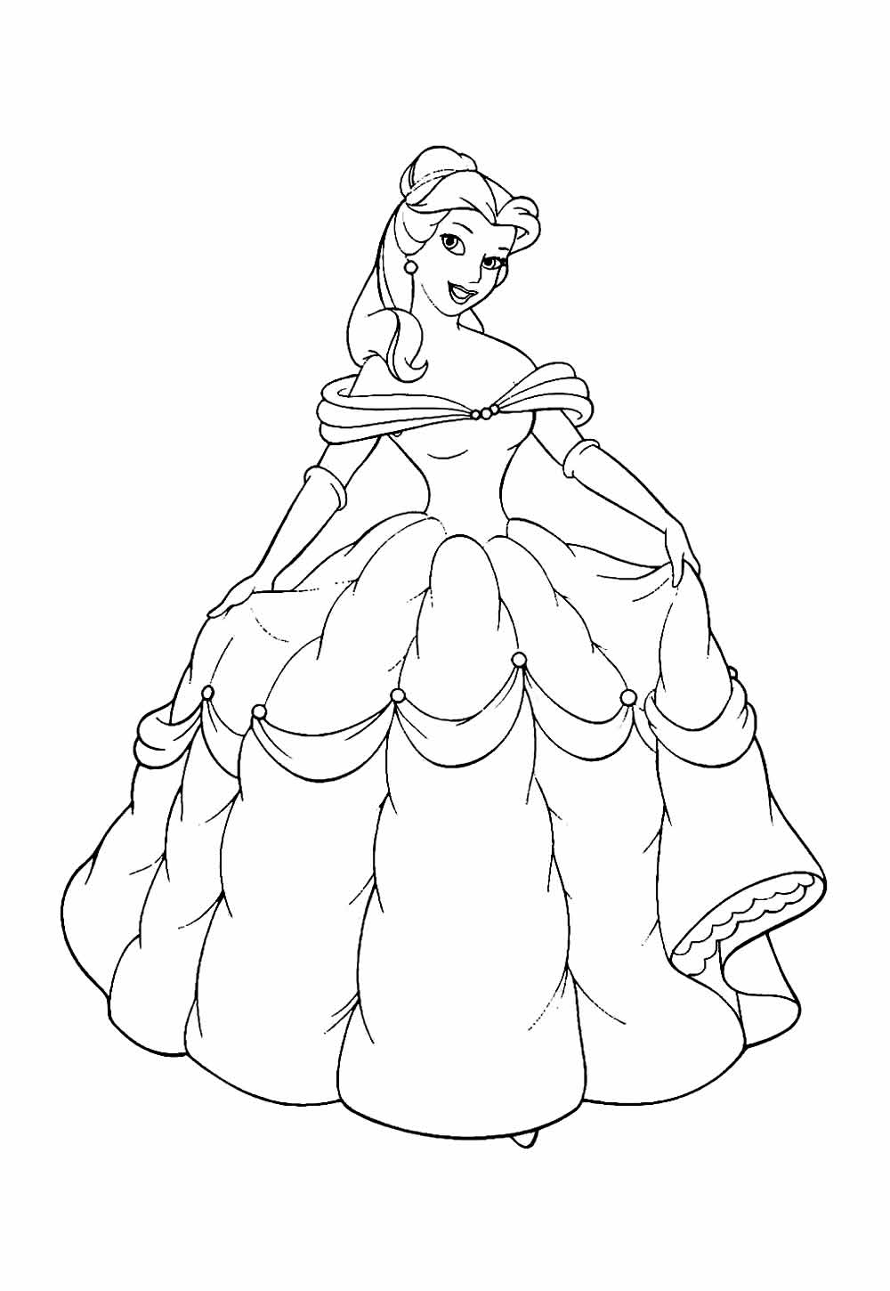 Desenho da Princesa Bela para imprimir e colorir