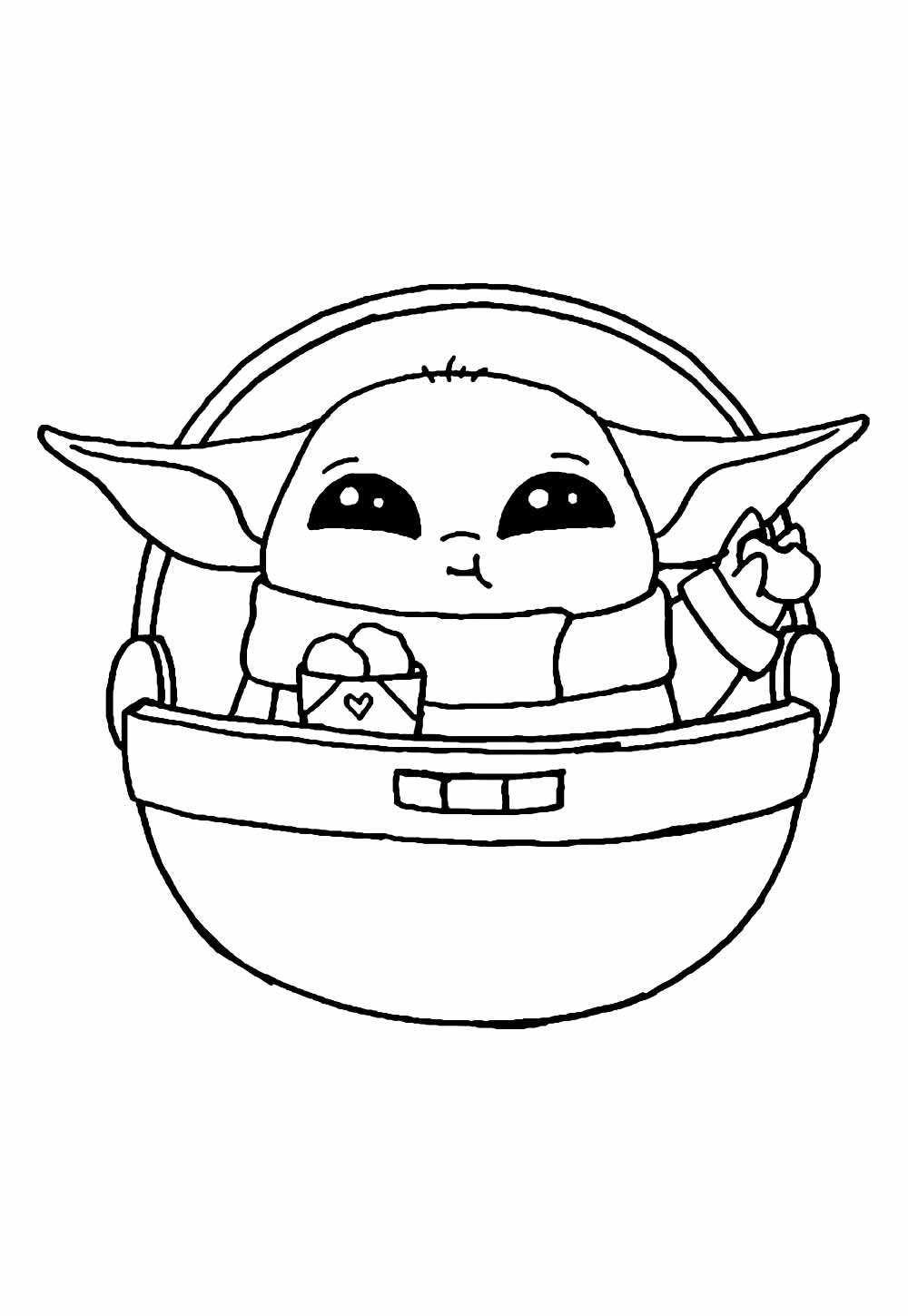 Desenho de Baby Yoda para pintar