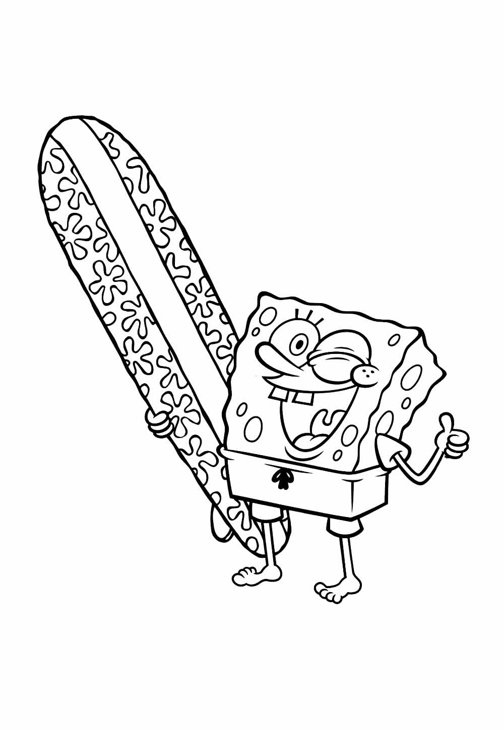 Desenho do Bob Esponja com Prancha de Surf