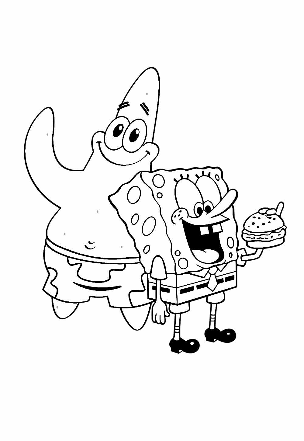 Desenho do Bob Esponja e Patrick para colorir
