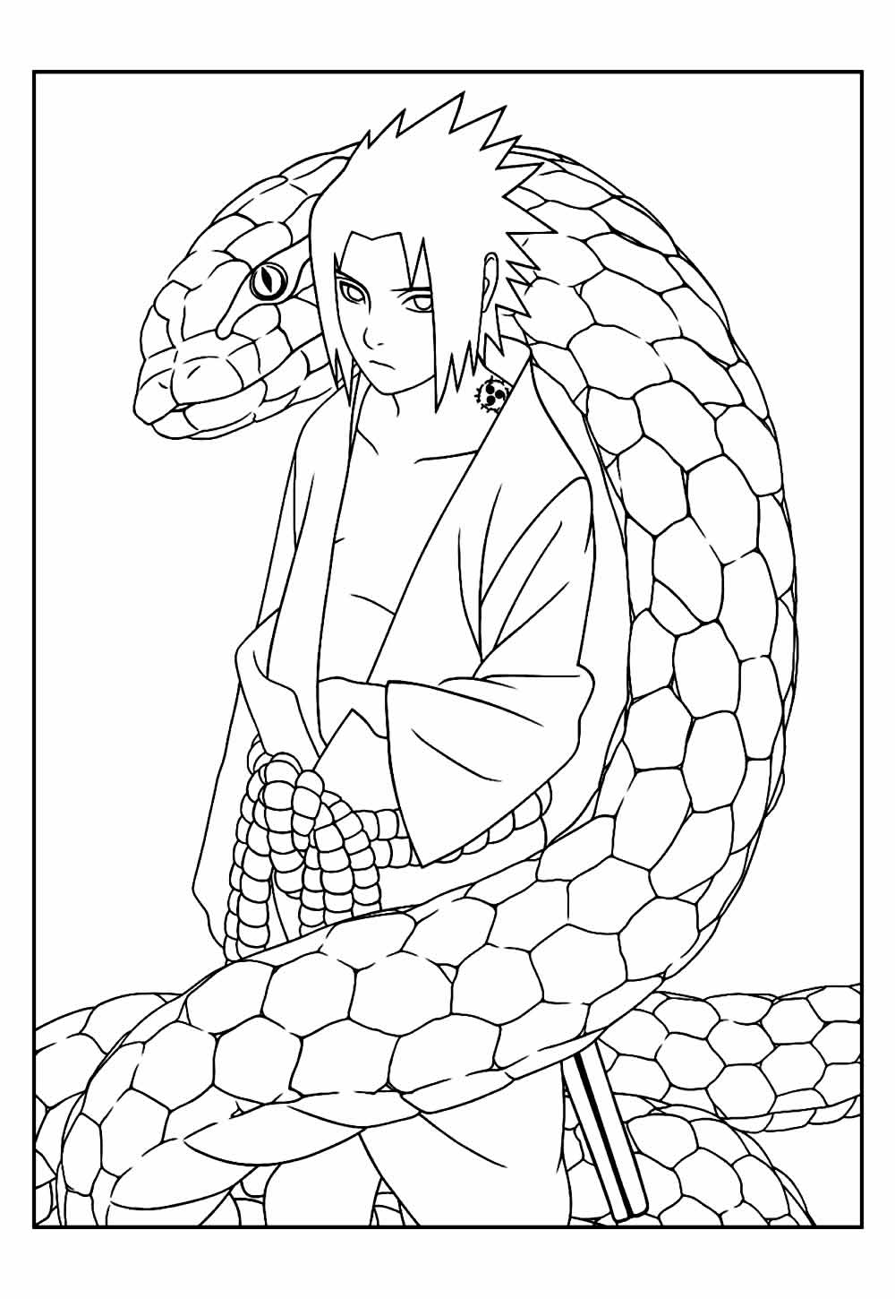 Desenho de Sasuke para pintar e colorir