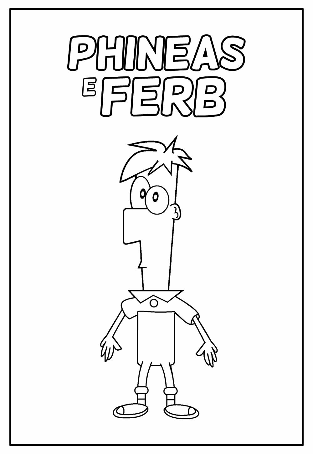 Desenho Educativo de Phineas e Ferb para colorir