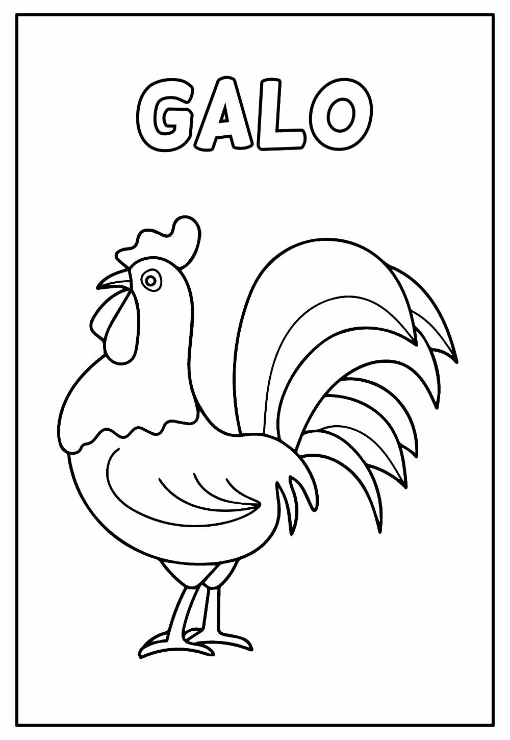 Desenho Educativo de Galo para colorir