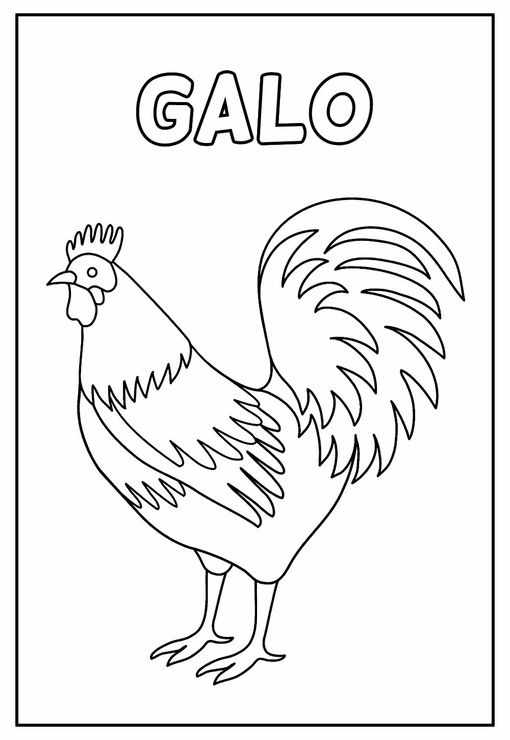 Desenho Educativo de Galo para colorir