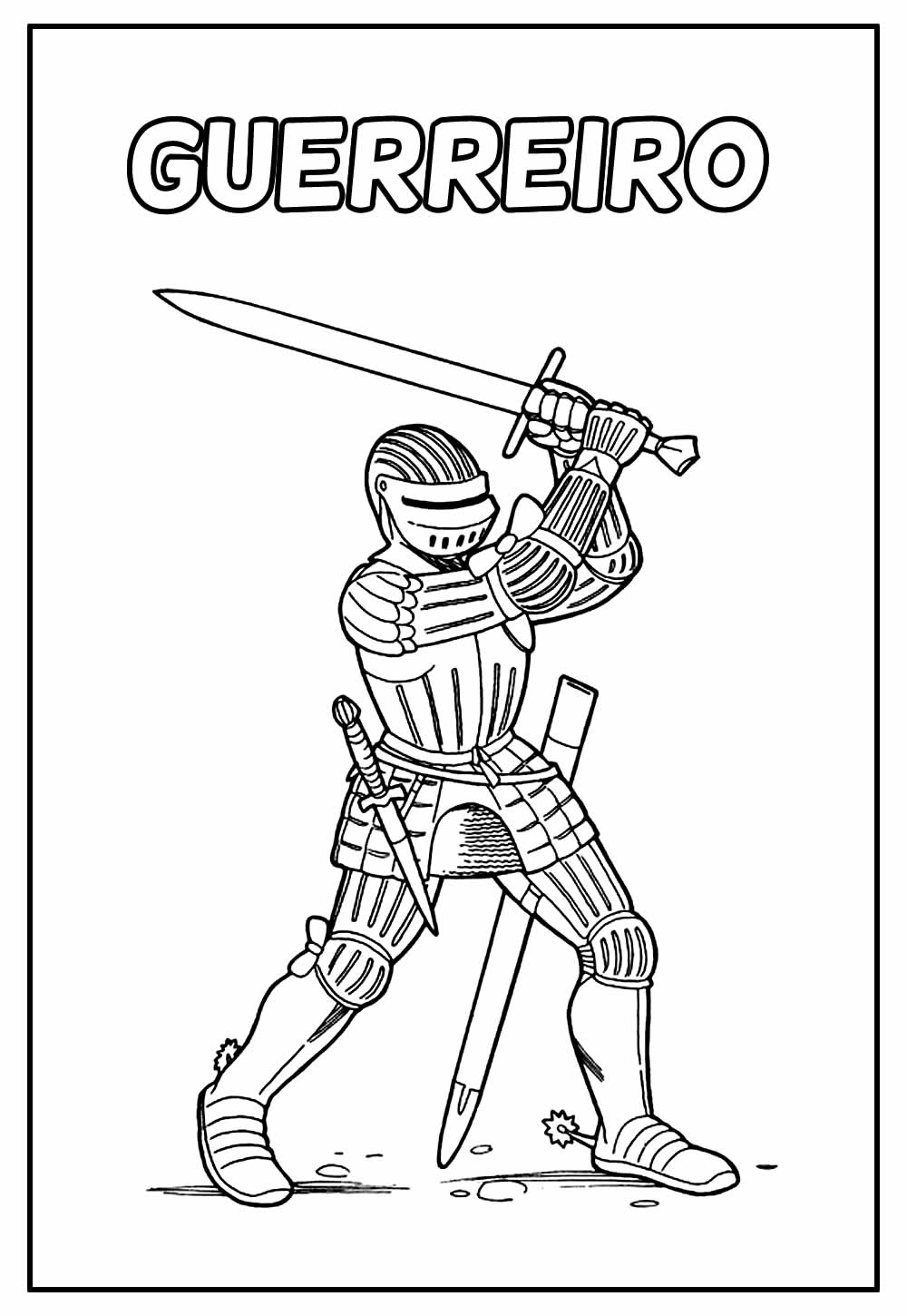 Desenho Educativo de Guerreiro para colorir