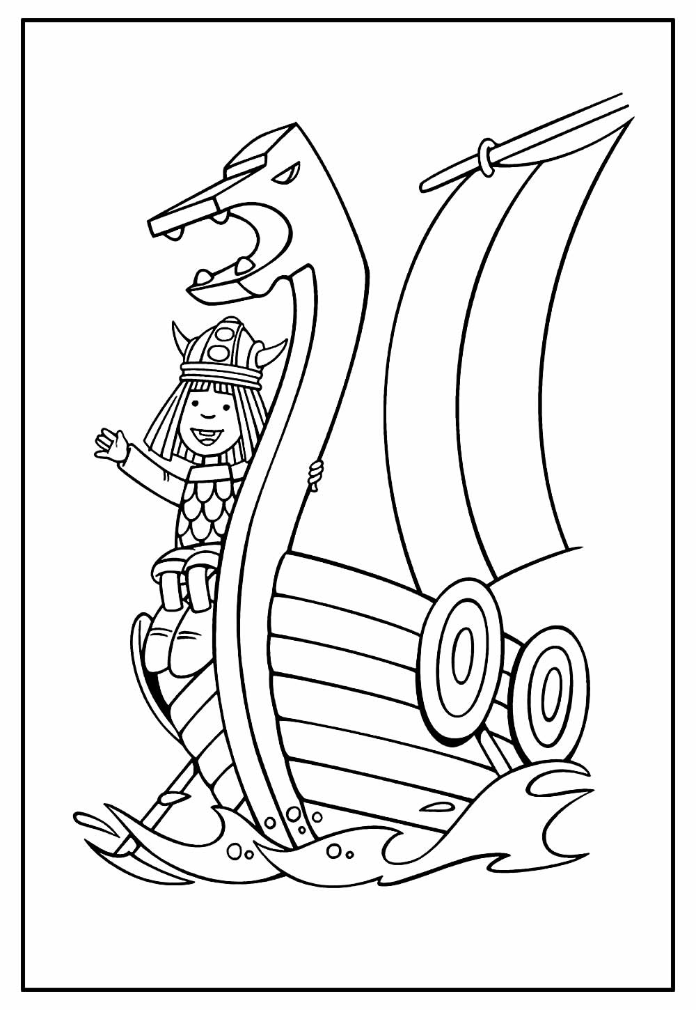 Desenho de Navio Viking para colorir