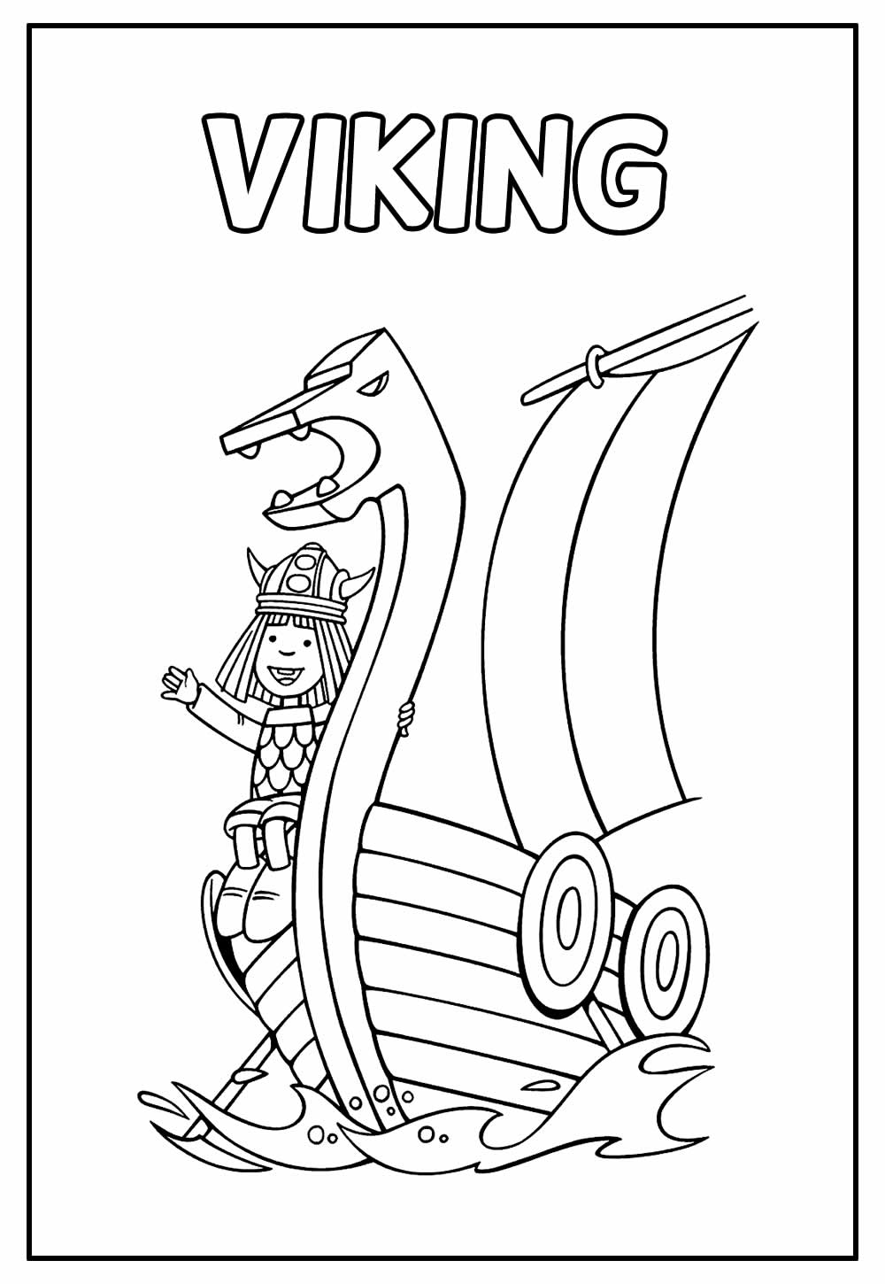 Desenho Educativo de Navio Viking para colorir