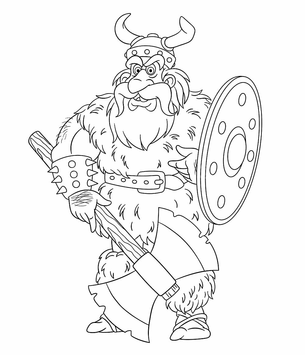 Desenho de Viking para pintar e colorir