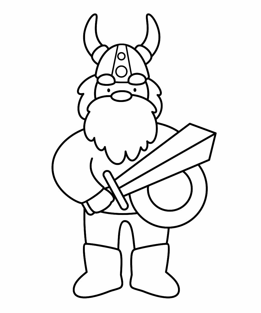 Desenho de Viking para pintar e colorir