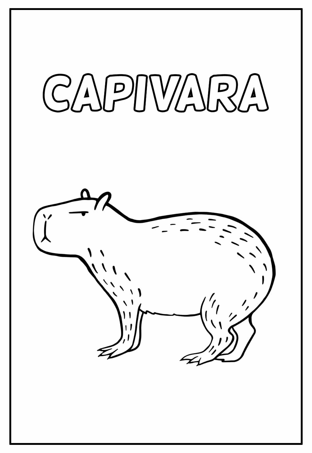 Ilustração de página para colorir animal capivara