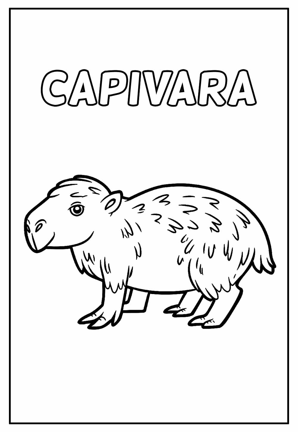 Desenho de capivara fofa para colorir