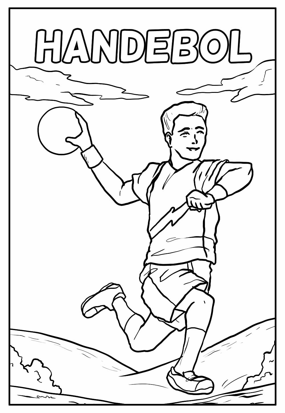 Desenho Educativo de Handebol para colorir