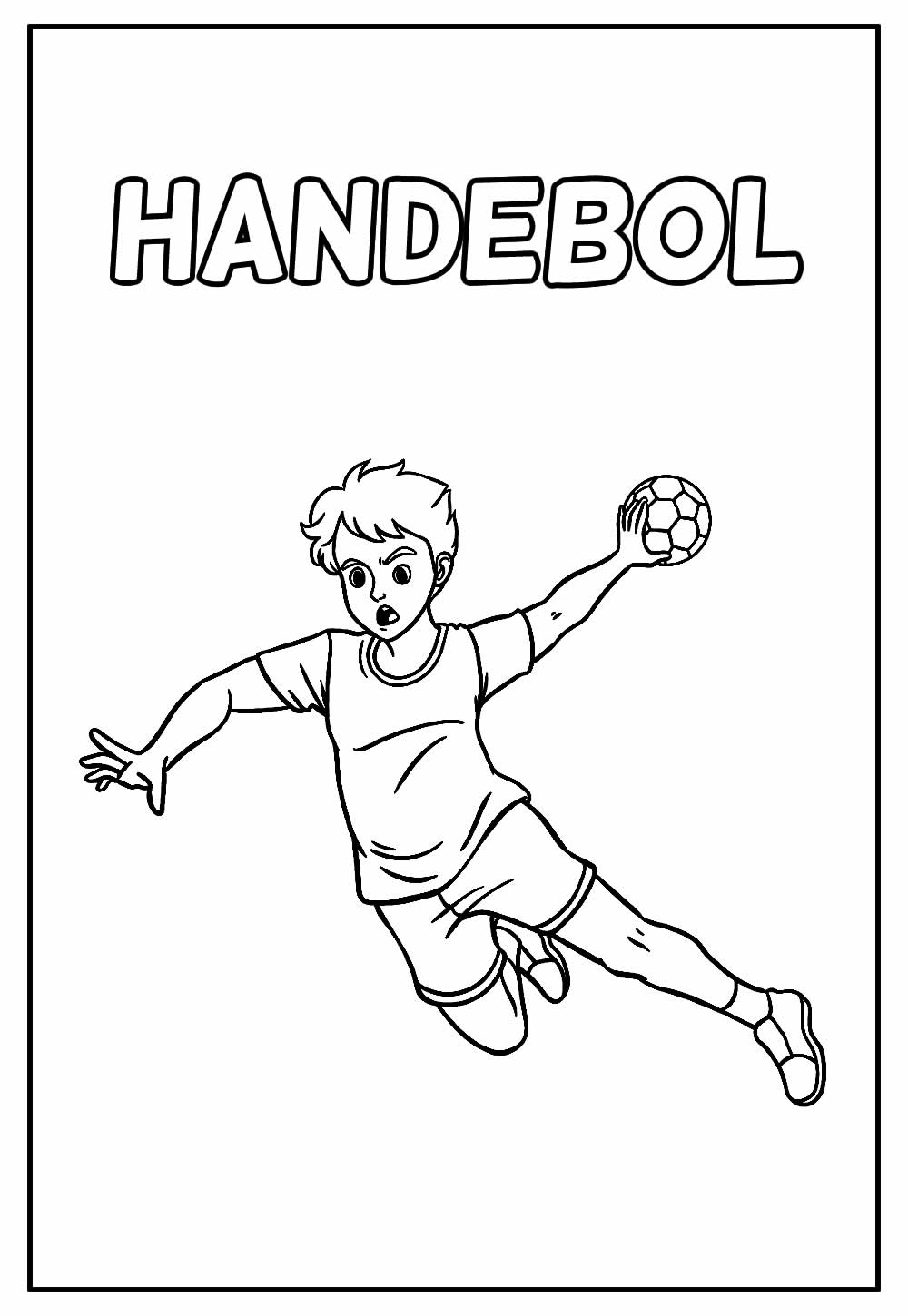 Desenho Educativo de Handebol para colorir e pintar