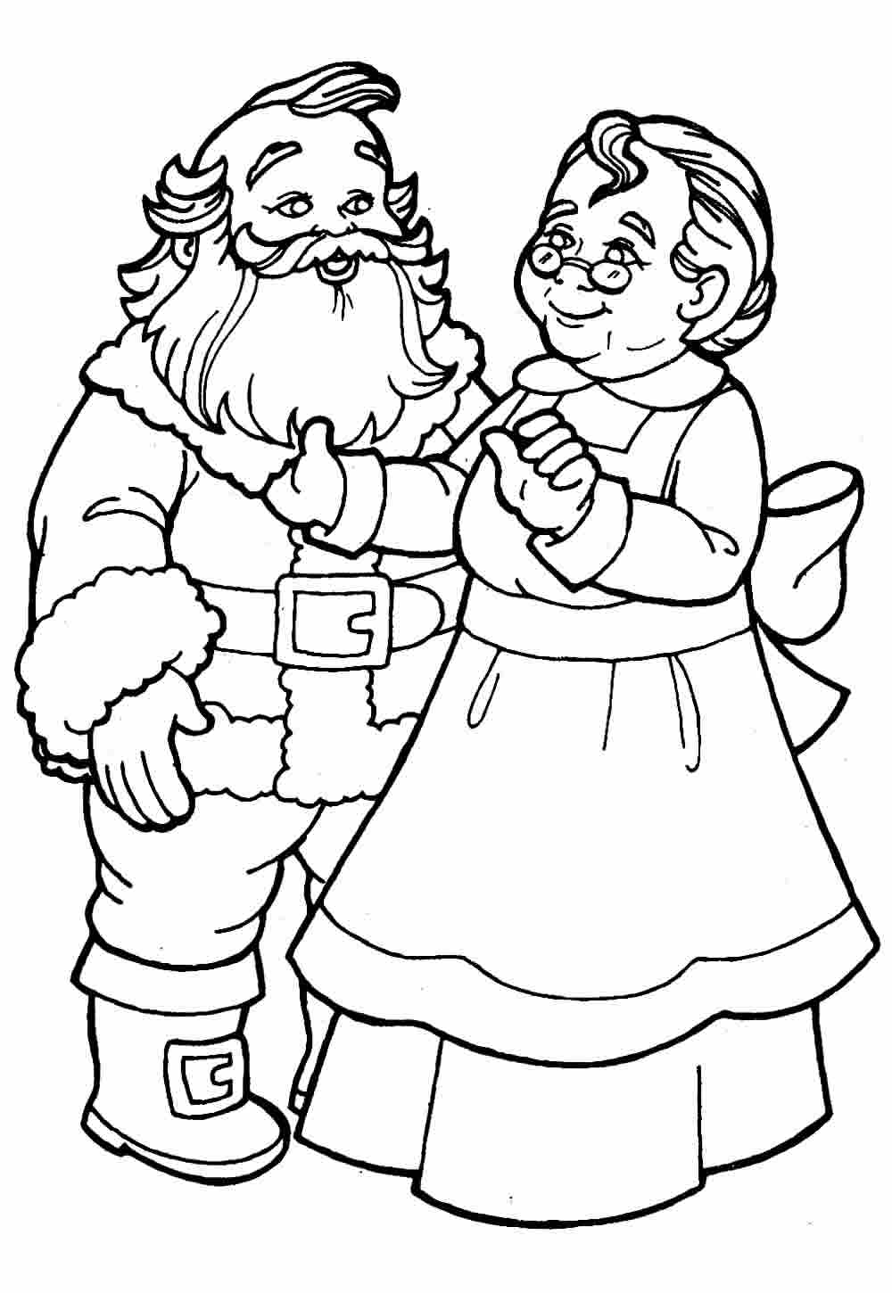 Papai Noel e Mamãe Noel para colorir