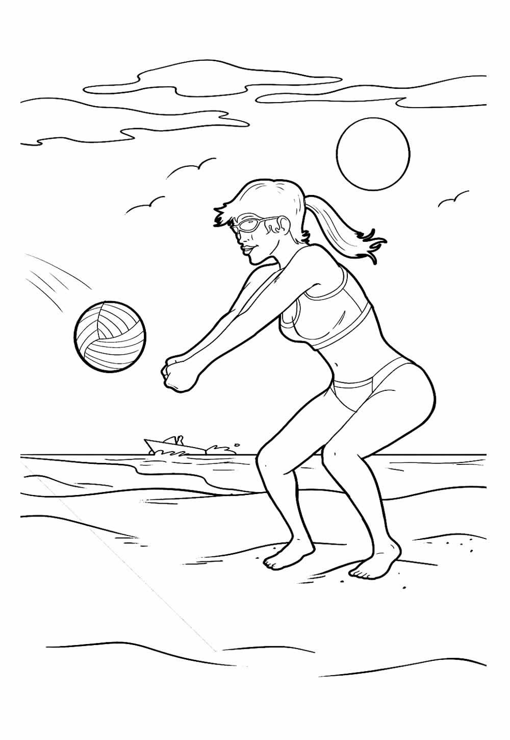 Desenho para colorir - Olimpíadas - Volei de Praia