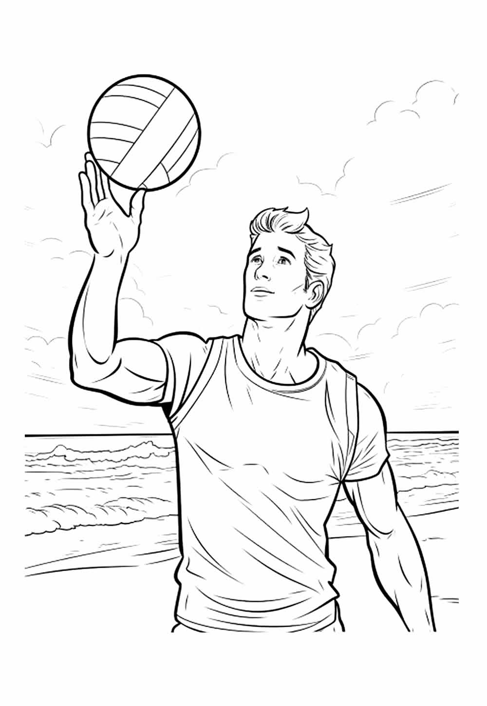 Desenho de Voleibol para imprimir e pintar