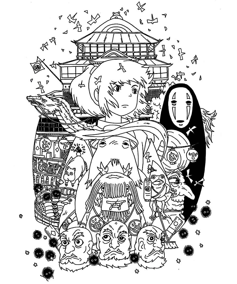 Desenho da Viagem de Chichiro para colorir