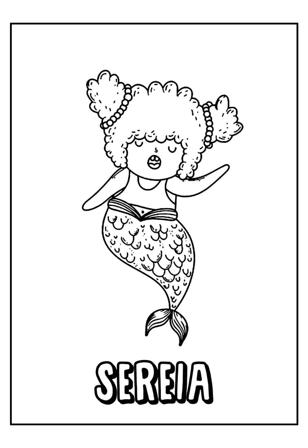 Sereia para imprimir e pintar