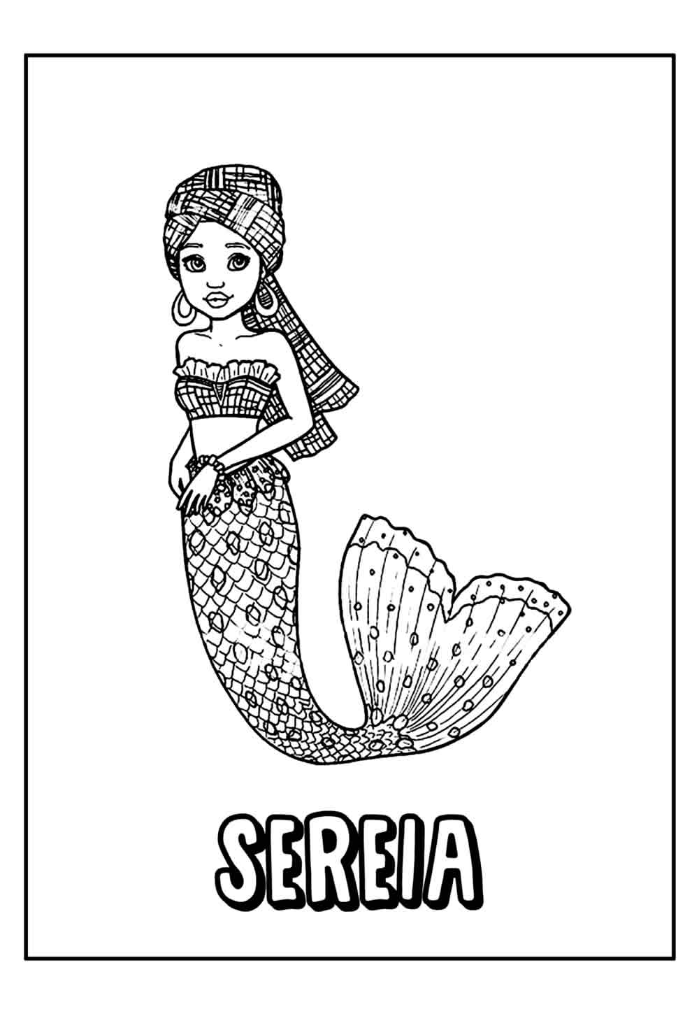 Desenho Educativo de Sereia