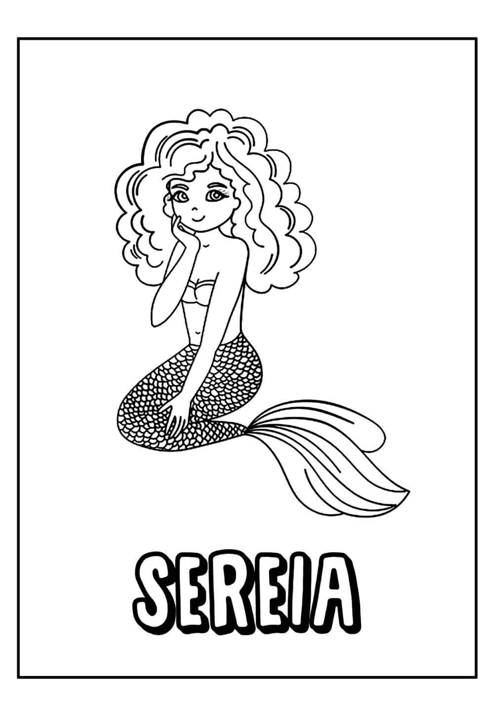 Desenho Educativo de Sereia para colorir