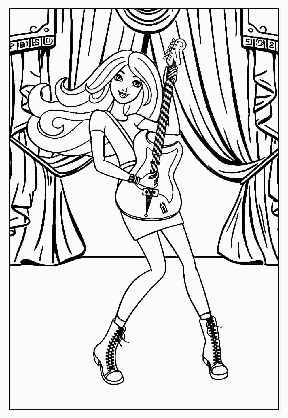 Desenhos Barbie Pintar Guitarra