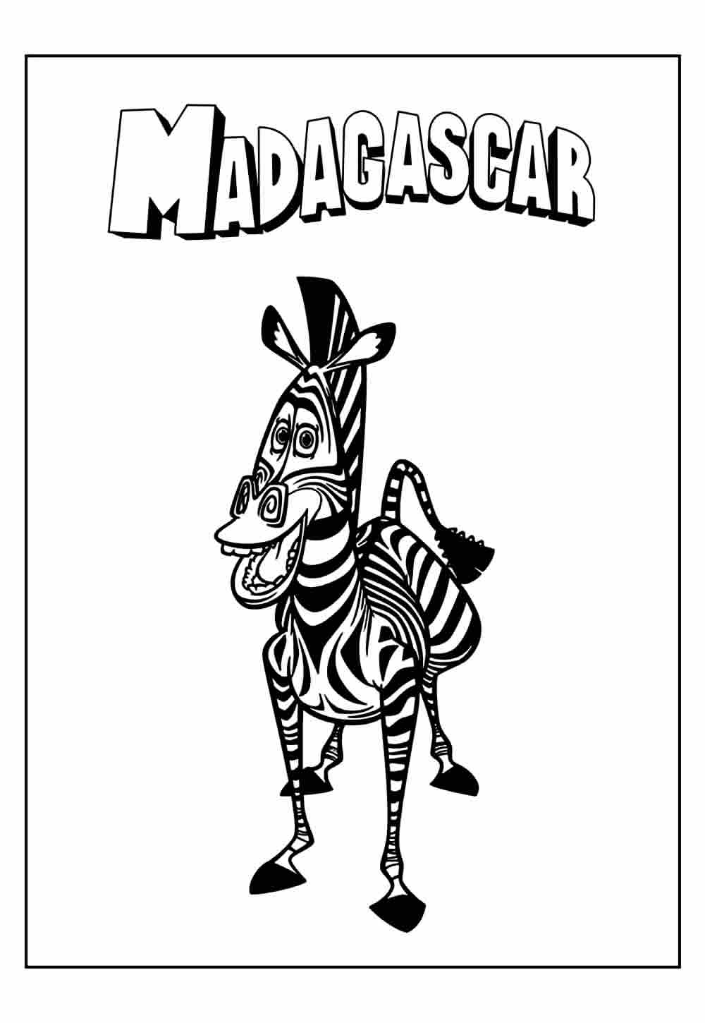 Desenho da Zebra para colorir - Madagascar