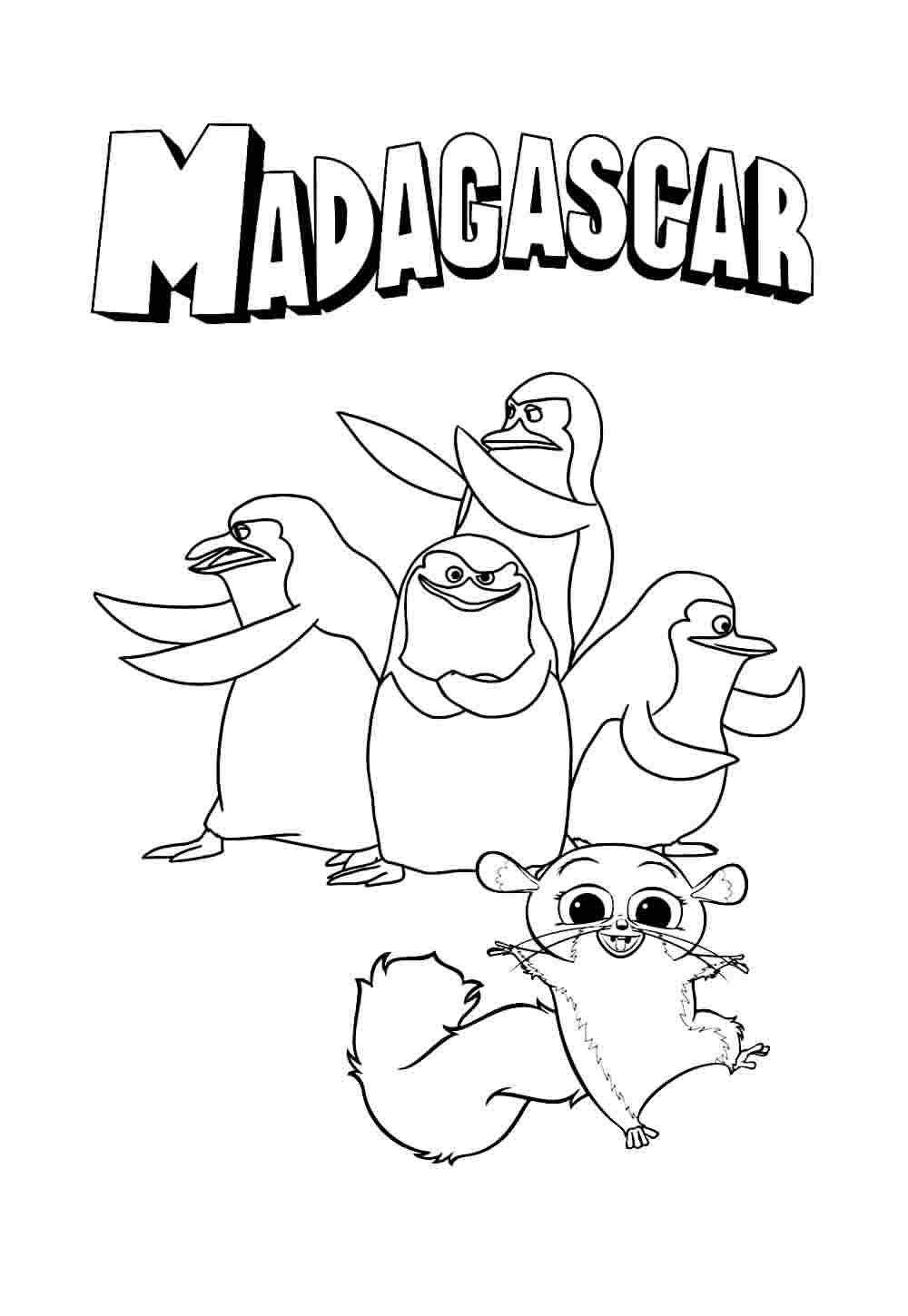 Desenho de Madagascar para imprimir e colorir