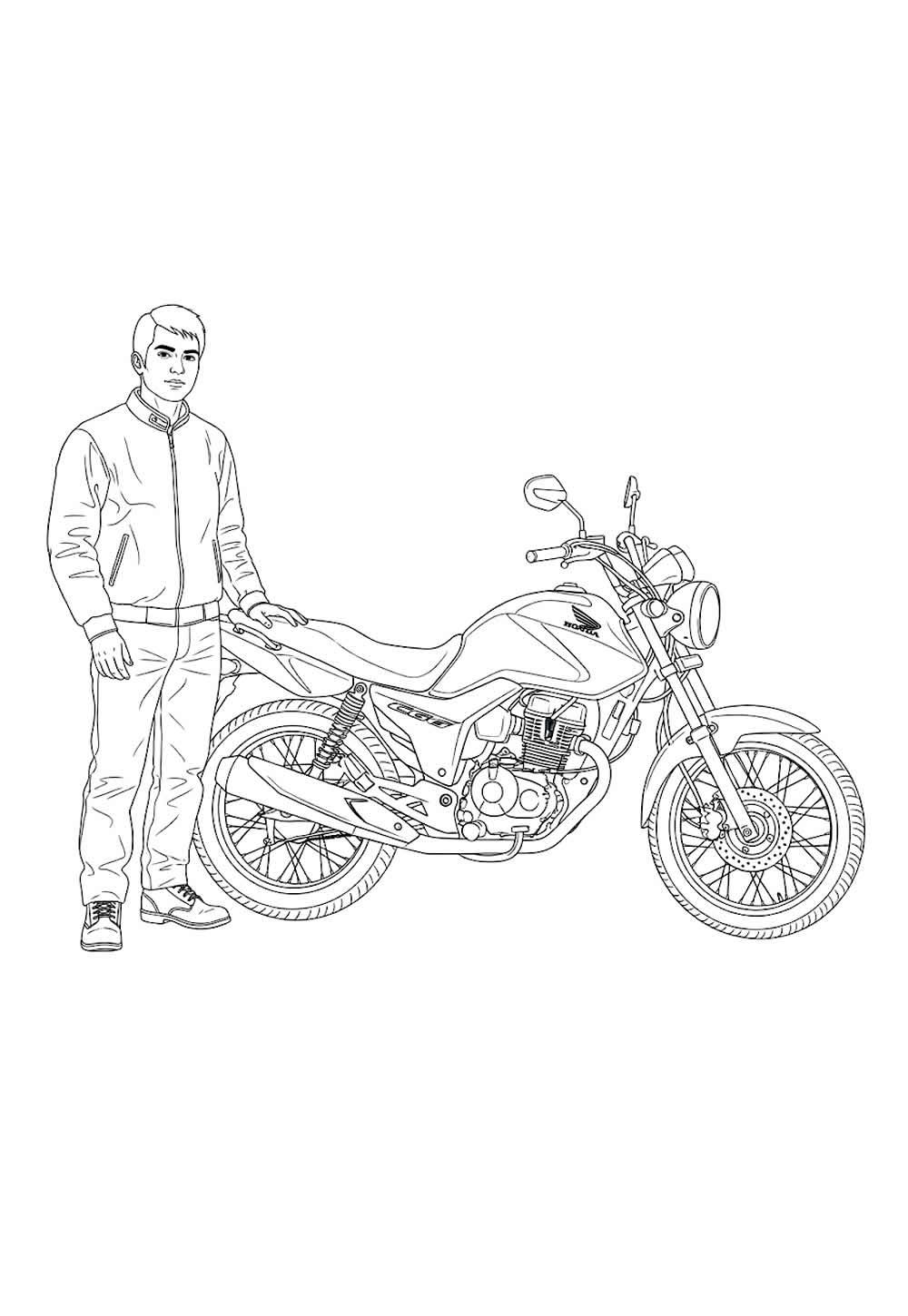 Desenho de Moto para pintar