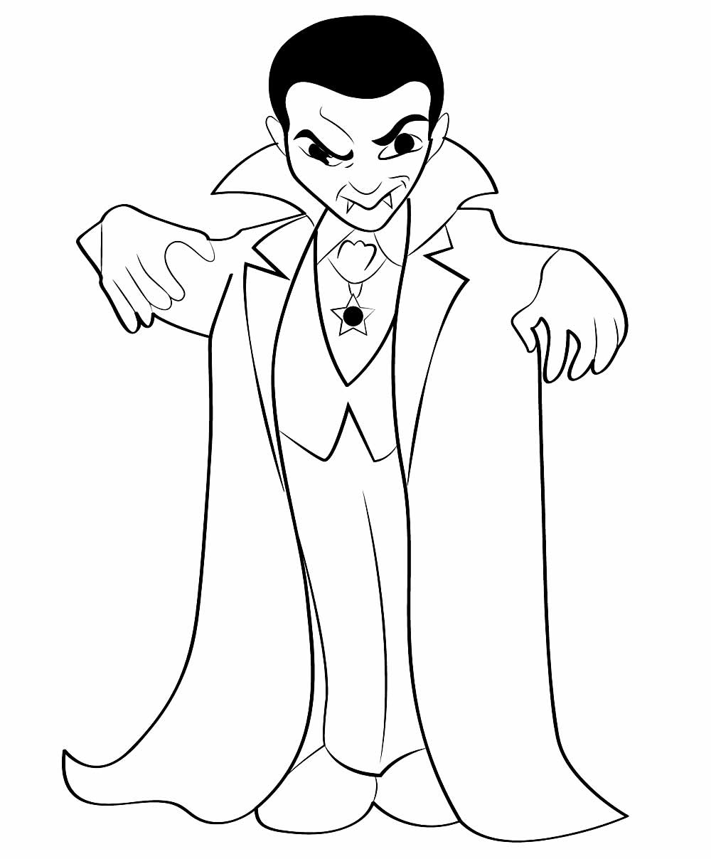 Desenho de Drácula para colorir e pintar