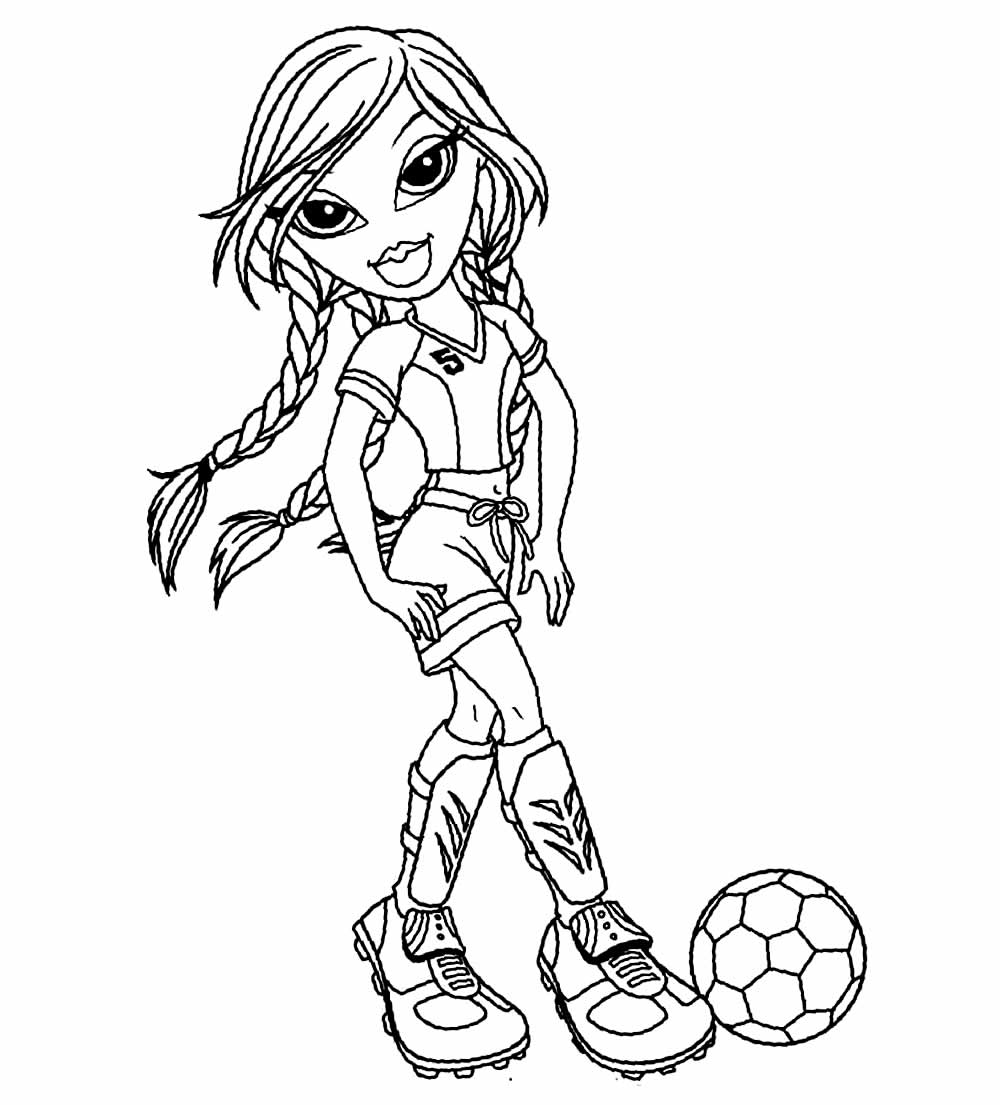 Desenho de Futebol Feminino para colorir - Jogadora de Futebol