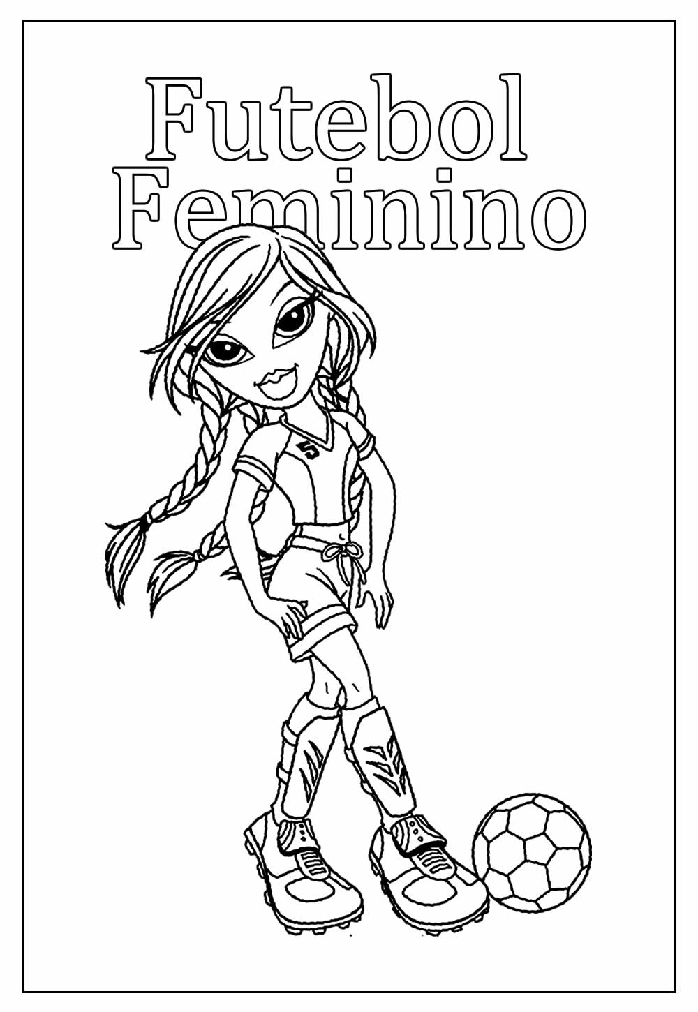 Desenho de Futebol Feminino para pintar