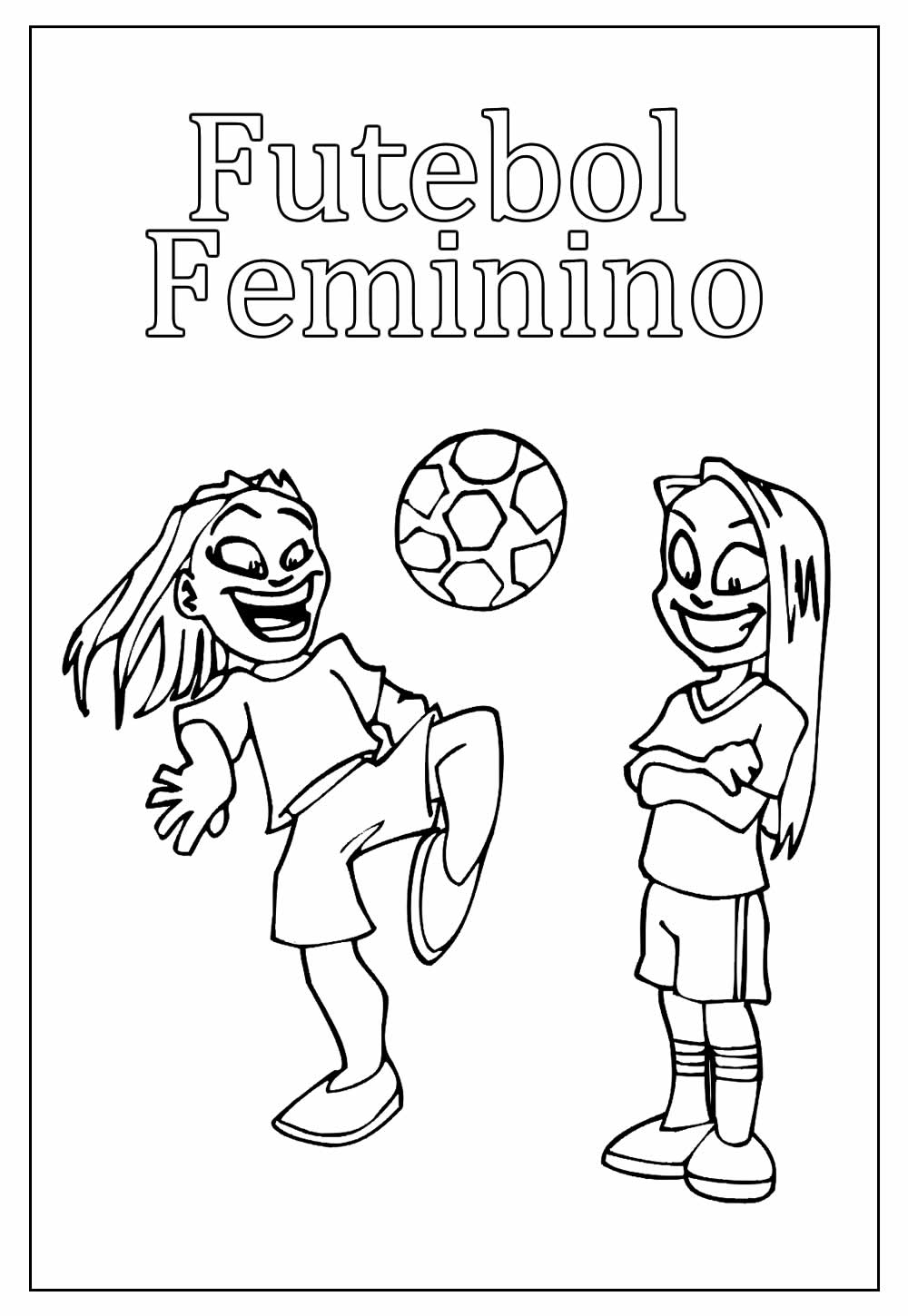 Desenho de Futebol Feminino para pintar