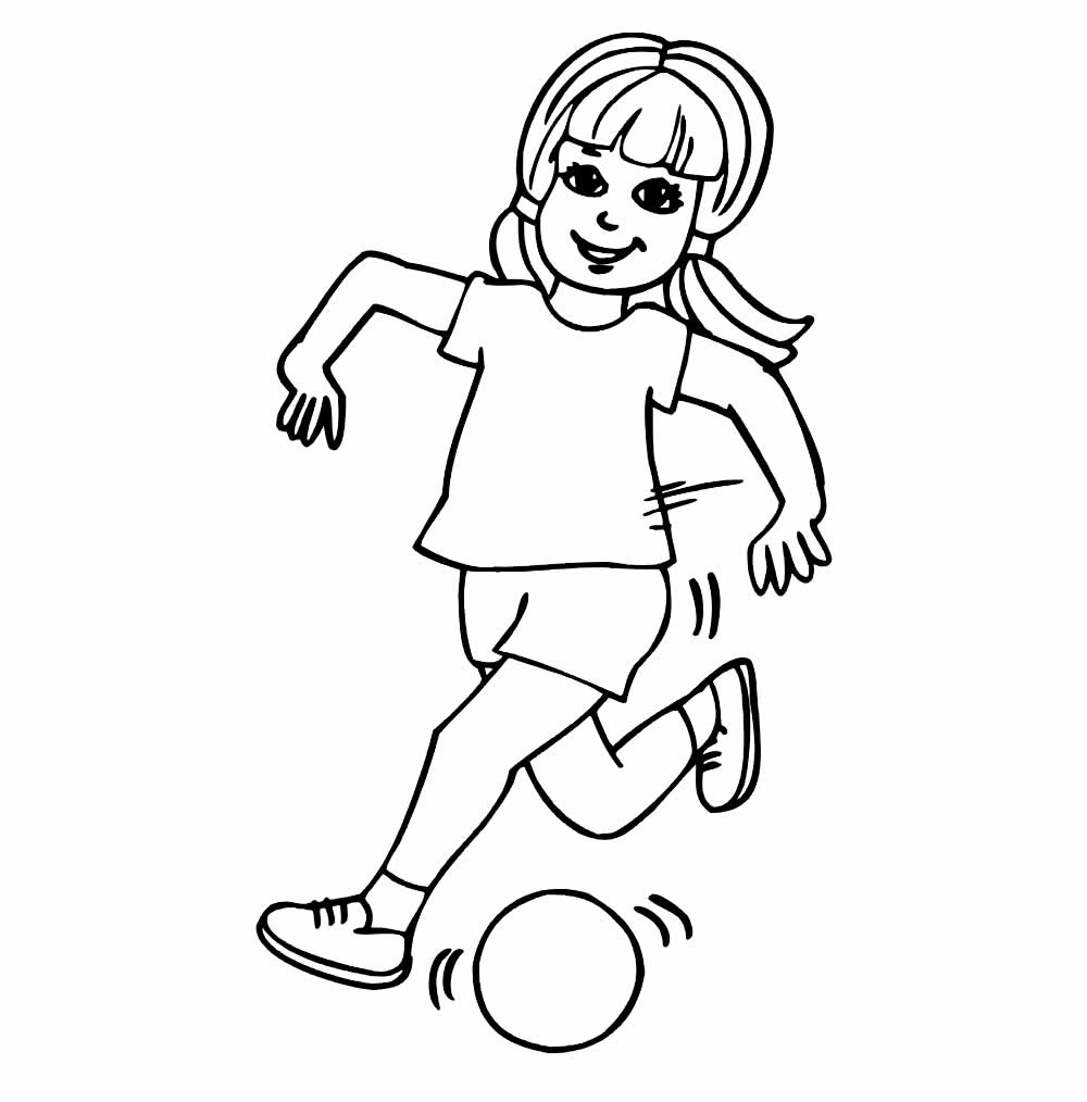 Desenho de Menina Jogando Futebol