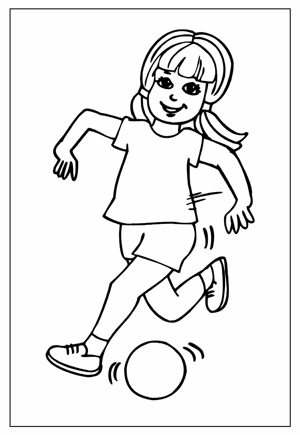 Desenho de Menina Jogando Bola