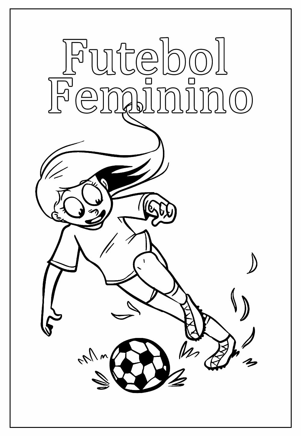 Desenho Educativo de Futebol Feminino para pintar