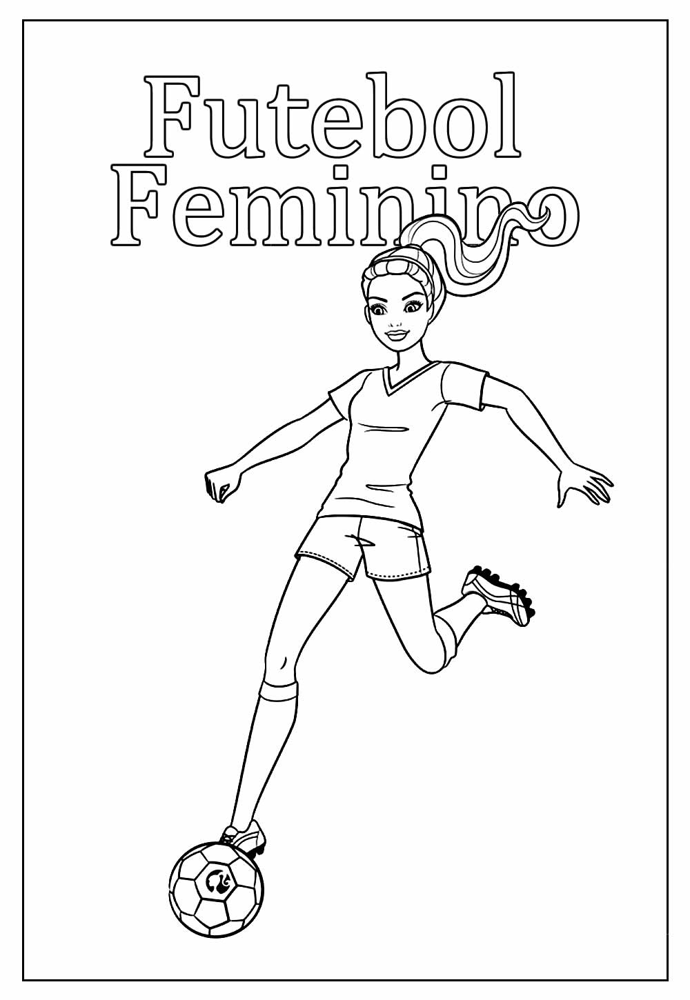 Desenho Educativo de Futebol Feminino para colorir