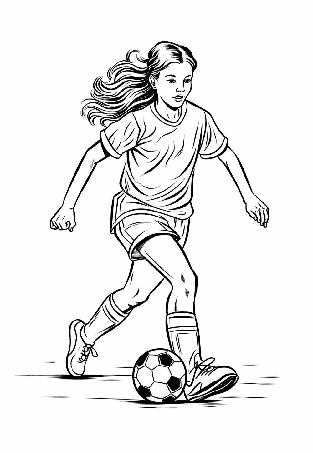 Desenho de Futebol Feminino para pintar