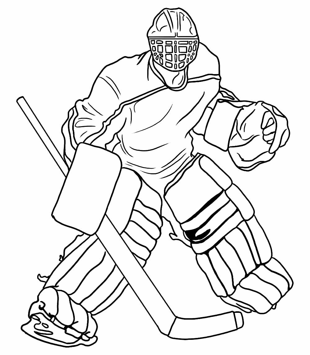 Desenho de Jogador de Hockey para imprimir e colorir