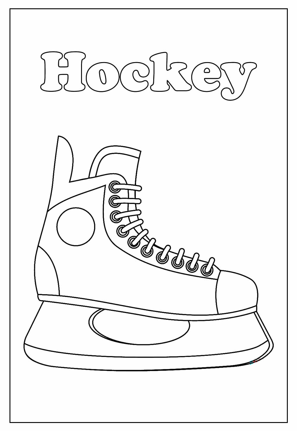 Desenho de Hockey para imprimir e colorir - Patins