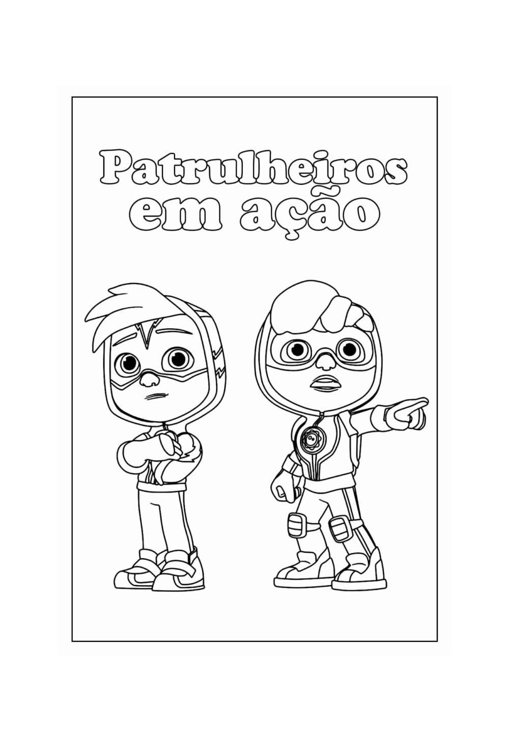 Desenho de Patrulheiros em Ação para pintar