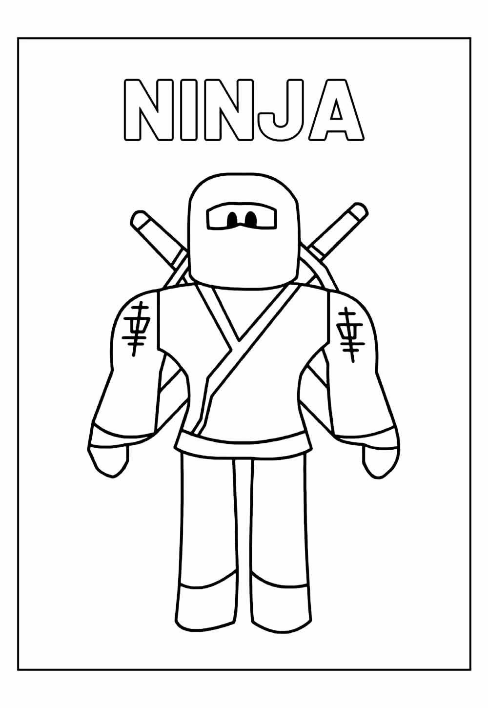 Desenho Educativo de Roblox para pintar - Ninja